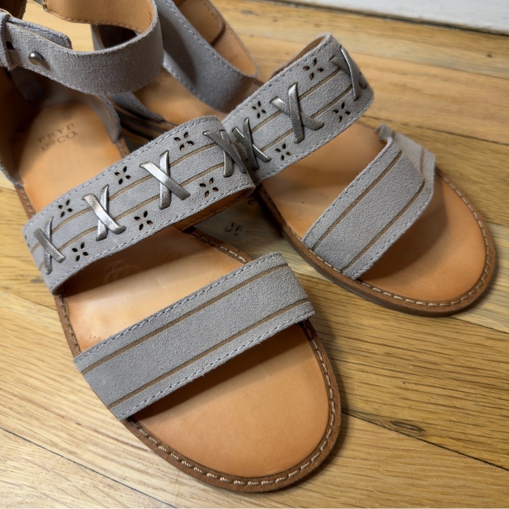 Frye and Co. Grey Sky Suede Ankle Strap Sandals Size 7 - Picture 7 of 10